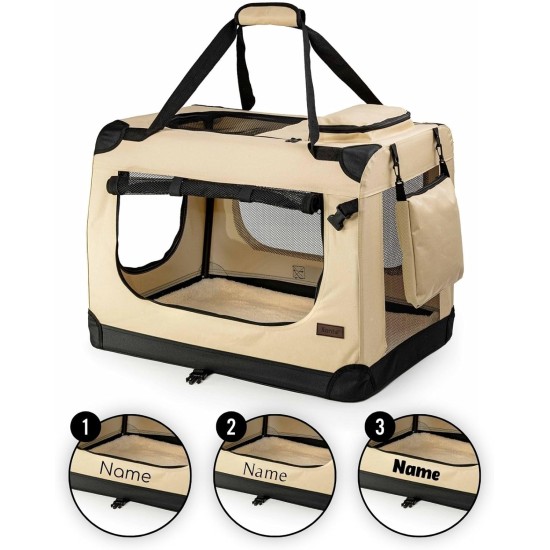 lionto Foldable Dog Transport Box for Travel and Car, 60 x 42 x 44 cm, Sturdy Transport Box, Carry Handles and Blanket for Cats, Dogs up to 12 kg, Robust Fabric Dog Box, Black lionto Foldable Dog Transport Box for Travel and Car, 60 x 42 x 44 cm, Sturdy Transport Box, Carry Handles and Blanket for Cats, Dogs up to 12 kg, Robust Fabric Dog Box, Black