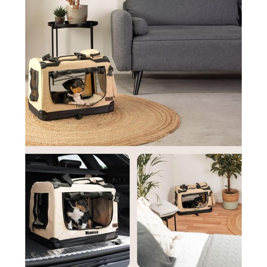 lionto Foldable Dog Transport Box for Travel and Car, 60 x 42 x 44 cm, Sturdy Transport Box, Carry Handles and Blanket for Cats, Dogs up to 12 kg, Robust Fabric Dog Box, Black lionto Foldable Dog Transport Box for Travel and Car, 60 x 42 x 44 cm, Sturdy Transport Box, Carry Handles and Blanket for Cats, Dogs up to 12 kg, Robust Fabric Dog Box, Black