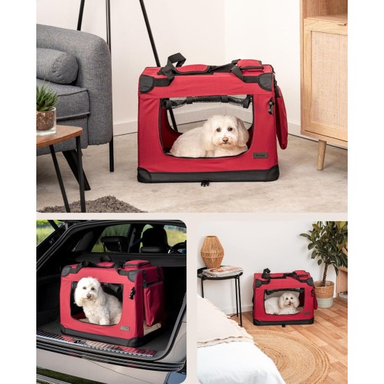 lionto Foldable Dog Transport Box for Travel and Car, 60 x 42 x 44 cm, Sturdy Transport Box, Carry Handles and Blanket for Cats, Dogs up to 12 kg, Robust Fabric Dog Box, Black lionto Foldable Dog Transport Box for Travel and Car, 60 x 42 x 44 cm, Sturdy Transport Box, Carry Handles and Blanket for Cats, Dogs up to 12 kg, Robust Fabric Dog Box, Black