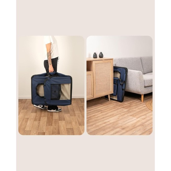 lionto Foldable Dog Transport Box for Travel and Car, 60 x 42 x 44 cm, Sturdy Transport Box, Carry Handles and Blanket for Cats, Dogs up to 12 kg, Robust Fabric Dog Box, Black lionto Foldable Dog Transport Box for Travel and Car, 60 x 42 x 44 cm, Sturdy Transport Box, Carry Handles and Blanket for Cats, Dogs up to 12 kg, Robust Fabric Dog Box, Black