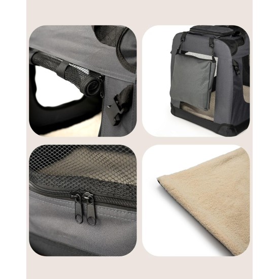 lionto Foldable Dog Transport Box for Travel and Car, 60 x 42 x 44 cm, Sturdy Transport Box, Carry Handles and Blanket for Cats, Dogs up to 12 kg, Robust Fabric Dog Box, Black lionto Foldable Dog Transport Box for Travel and Car, 60 x 42 x 44 cm, Sturdy Transport Box, Carry Handles and Blanket for Cats, Dogs up to 12 kg, Robust Fabric Dog Box, Black