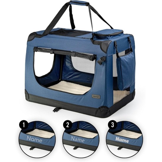lionto Foldable Dog Transport Box for Travel and Car, 60 x 42 x 44 cm, Sturdy Transport Box, Carry Handles and Blanket for Cats, Dogs up to 12 kg, Robust Fabric Dog Box, Black lionto Foldable Dog Transport Box for Travel and Car, 60 x 42 x 44 cm, Sturdy Transport Box, Carry Handles and Blanket for Cats, Dogs up to 12 kg, Robust Fabric Dog Box, Black
