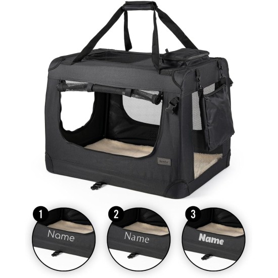 lionto Foldable Dog Transport Box for Travel and Car, 60 x 42 x 44 cm, Sturdy Transport Box, Carry Handles and Blanket for Cats, Dogs up to 12 kg, Robust Fabric Dog Box, Black lionto Foldable Dog Transport Box for Travel and Car, 60 x 42 x 44 cm, Sturdy Transport Box, Carry Handles and Blanket for Cats, Dogs up to 12 kg, Robust Fabric Dog Box, Black