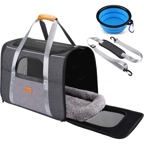 morpilot Foldable Pet Dog and Cat Carrier Bag, Oxford Fabric Transport Bag with Collapsible Bowl morpilot Foldable Pet Dog and Cat Carrier Bag, Oxford Fabric Transport Bag with Collapsible Bowl