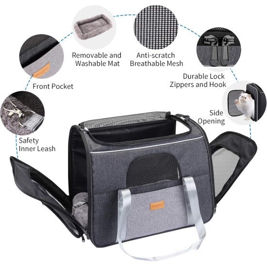 morpilot Foldable Pet Dog and Cat Carrier Bag, Oxford Fabric Transport Bag with Collapsible Bowl morpilot Foldable Pet Dog and Cat Carrier Bag, Oxford Fabric Transport Bag with Collapsible Bowl