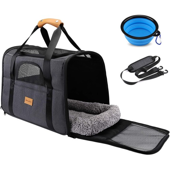 morpilot Foldable Pet Dog and Cat Carrier Bag, Oxford Fabric Transport Bag with Collapsible Bowl morpilot Foldable Pet Dog and Cat Carrier Bag, Oxford Fabric Transport Bag with Collapsible Bowl