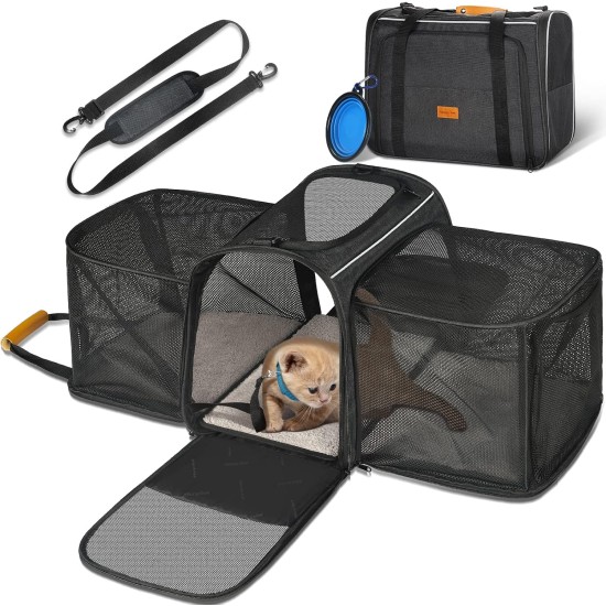 morpilot Foldable Pet Dog and Cat Carrier Bag, Oxford Fabric Transport Bag with Collapsible Bowl morpilot Foldable Pet Dog and Cat Carrier Bag, Oxford Fabric Transport Bag with Collapsible Bowl