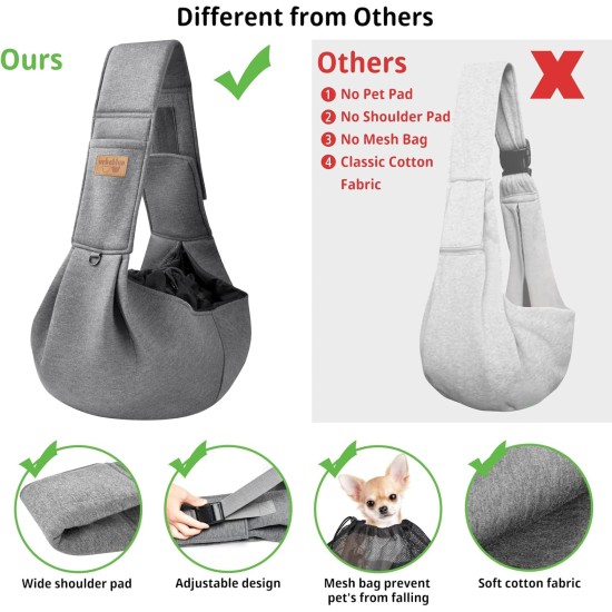 vrbabies Dog Carrier Bag, Dog Bag for Small Dogs and Other Pets, 5 kg, Dog Sling Dog Adjustable, Perfect for Walking, Outdoor Activities, Excursions (Dark Grey Mesh) vrbabies Dog Carrier Bag, Dog Bag for Small Dogs and Other Pets, 5 kg, Dog Sling Dog Adjustable, Perfect for Walking, Outdoor Activities, Excursions (Dark Grey Mesh)