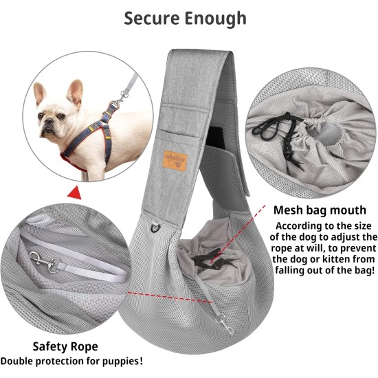 vrbabies Dog Carrier Bag, Dog Bag for Small Dogs and Other Pets, 5 kg, Dog Sling Dog Adjustable, Perfect for Walking, Outdoor Activities, Excursions (Dark Grey Mesh) vrbabies Dog Carrier Bag, Dog Bag for Small Dogs and Other Pets, 5 kg, Dog Sling Dog Adjustable, Perfect for Walking, Outdoor Activities, Excursions (Dark Grey Mesh)