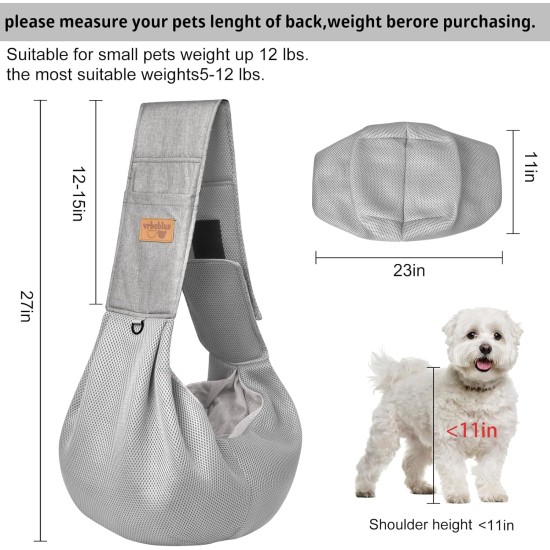 vrbabies Dog Carrier Bag, Dog Bag for Small Dogs and Other Pets, 5 kg, Dog Sling Dog Adjustable, Perfect for Walking, Outdoor Activities, Excursions (Dark Grey Mesh) vrbabies Dog Carrier Bag, Dog Bag for Small Dogs and Other Pets, 5 kg, Dog Sling Dog Adjustable, Perfect for Walking, Outdoor Activities, Excursions (Dark Grey Mesh)