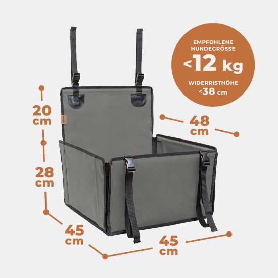 Extra Stable Dog Car Seat – Reinforced Car Seat for Small and Medium Dogs with 4 Attachment Straps – High Quality and Waterproof Dog Car Seat for the Back Seat in the Car (M-Size, Grey) Extra Stable Dog Car Seat – Reinforced Car Seat for Small and Medium Dogs with 4 Attachment Straps – High Quality and Waterproof Dog Car Seat for the Back Seat in the Car (M-Size, Grey)