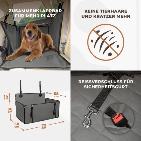 Extra Stable Dog Car Seat – Reinforced Car Seat for Small and Medium Dogs with 4 Attachment Straps – High Quality and Waterproof Dog Car Seat for the Back Seat in the Car (M-Size, Grey) Extra Stable Dog Car Seat – Reinforced Car Seat for Small and Medium Dogs with 4 Attachment Straps – High Quality and Waterproof Dog Car Seat for the Back Seat in the Car (M-Size, Grey)