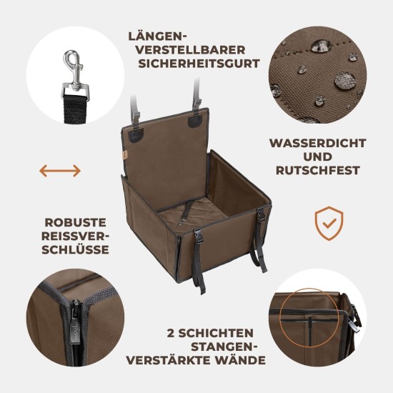 Extra Stable Dog Car Seat – Reinforced Car Seat for Small and Medium Dogs with 4 Attachment Straps – High Quality and Waterproof Dog Car Seat for the Back Seat in the Car (M-Size, Grey) Extra Stable Dog Car Seat – Reinforced Car Seat for Small and Medium Dogs with 4 Attachment Straps – High Quality and Waterproof Dog Car Seat for the Back Seat in the Car (M-Size, Grey)