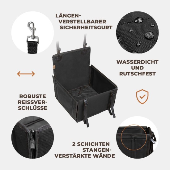 Extra Stable Dog Car Seat – Reinforced Car Seat for Small and Medium Dogs with 4 Attachment Straps – High Quality and Waterproof Dog Car Seat for the Back Seat in the Car (M-Size, Grey) Extra Stable Dog Car Seat – Reinforced Car Seat for Small and Medium Dogs with 4 Attachment Straps – High Quality and Waterproof Dog Car Seat for the Back Seat in the Car (M-Size, Grey)