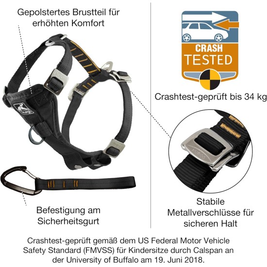 Kurgo Enhanced Tru-Fit Dog Harness, Crash Tested, Car Seat Tether, for Dogs Weighing 34 to 47 kg, Size XL, Black Kurgo Enhanced Tru-Fit Dog Harness, Crash Tested, Car Seat Tether, for Dogs Weighing 34 to 47 kg, Size XL, Black