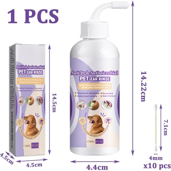 118 ml Ear Cleaner Dog + 10 Pieces Cotton Buds Double-Sided 7.1 cm, Ear Drops Dog, Ear Cleaner Dogs, Pet Ear Cleaner, Pet Ear Cleaning, Ear Care for Dog Cat Ear Hygiene 118 ml Ear Cleaner Dog + 10 Pieces Cotton Buds Double-Sided 7.1 cm, Ear Drops Dog, Ear Cleaner Dogs, Pet Ear Cleaner, Pet Ear Cleaning, Ear Care for Dog Cat Ear Hygiene
