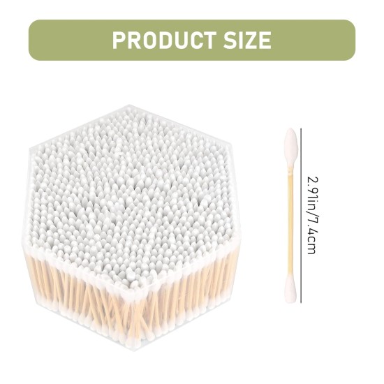 800 Pieces Pointed and Round Count Cotton Buds Natural Cotton Buds for Ear Sticks Cotton Buds with Wooden Sticks for Makeup Cleaning Crafts with 800 Pieces Pointed and Round Count Cotton Buds Natural Cotton Buds for Ear Sticks Cotton Buds with Wooden Sticks for Makeup Cleaning Crafts with