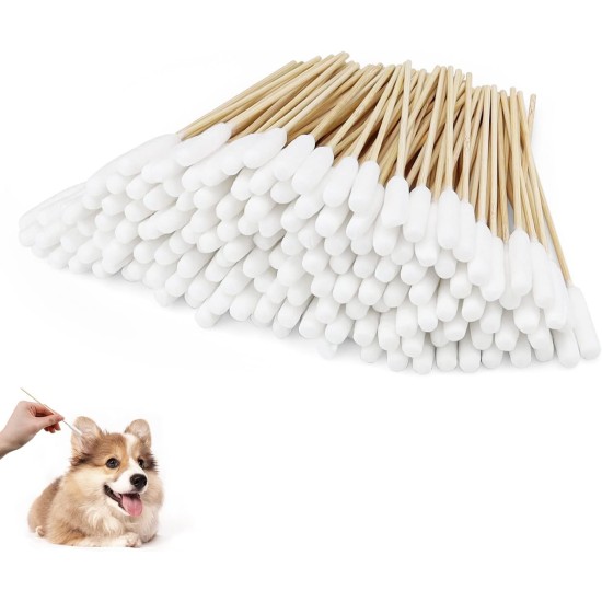 About 150 Pieces Dog Cotton Buds Ear Cleaners, 150 mm Long Cotton Buds for Dogs, Ear Cleaning Dog Pets, for Cleaning and Hygiene of Pet Ears About 150 Pieces Dog Cotton Buds Ear Cleaners, 150 mm Long Cotton Buds for Dogs, Ear Cleaning Dog Pets, for Cleaning and Hygiene of Pet Ears