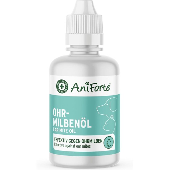 Aniforte Ohrmilbenöl 50 ml with Ear Mite Natural Product For Dogs, Cats and Other Pets Aniforte Ohrmilbenöl 50 ml with Ear Mite Natural Product For Dogs, Cats and Other Pets