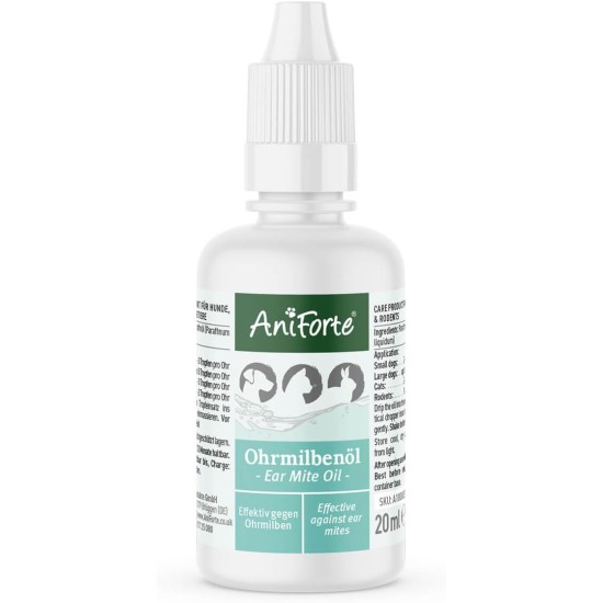 Aniforte Ohrmilbenöl 50 ml with Ear Mite Natural Product For Dogs, Cats and Other Pets Aniforte Ohrmilbenöl 50 ml with Ear Mite Natural Product For Dogs, Cats and Other Pets