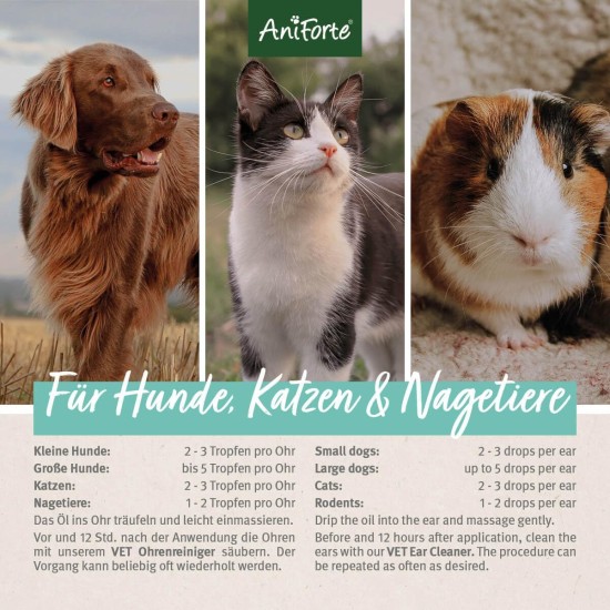 Aniforte Ohrmilbenöl 50 ml with Ear Mite Natural Product For Dogs, Cats and Other Pets Aniforte Ohrmilbenöl 50 ml with Ear Mite Natural Product For Dogs, Cats and Other Pets