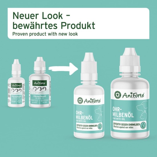 Aniforte Ohrmilbenöl 50 ml with Ear Mite Natural Product For Dogs, Cats and Other Pets Aniforte Ohrmilbenöl 50 ml with Ear Mite Natural Product For Dogs, Cats and Other Pets