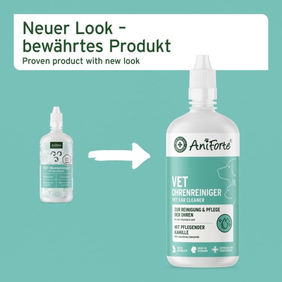 Aniforte Vet Chamomile Ear Cleaner 250Ml – Ear Cleaner – Nourishes and soothes Rapid Action for Dogs and Cats – Gentle Solution without alcohol – Natural product for Animals Aniforte Vet Chamomile Ear Cleaner 250Ml – Ear Cleaner – Nourishes and soothes Rapid Action for Dogs and Cats – Gentle Solution without alcohol – Natural product for Animals