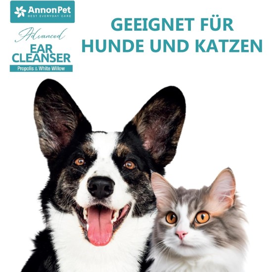 AnnonPet® Advanced Ear Cleanser - Ear Cleaning for Dogs and Cats | Veterinarian Recommended | Gentle Cleansing, Moisturising and Protection Against Mites and Irritation | Natural and Safe AnnonPet® Advanced Ear Cleanser - Ear Cleaning for Dogs and Cats | Veterinarian Recommended | Gentle Cleansing, Moisturising and Protection Against Mites and Irritation | Natural and Safe