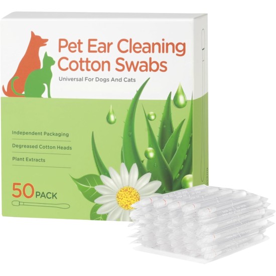 Aomig Dog Cotton Buds Pack of 50 Ear Cleaning for Dogs Ear Cleaner with Ear Drops Ear Cleaning Sticks Pets 8 cm Dog Ear Cleaner Cotton Buds Pet Ears for Pets Dogs Cats Aomig Dog Cotton Buds Pack of 50 Ear Cleaning for Dogs Ear Cleaner with Ear Drops Ear Cleaning Sticks Pets 8 cm Dog Ear Cleaner Cotton Buds Pet Ears for Pets Dogs Cats