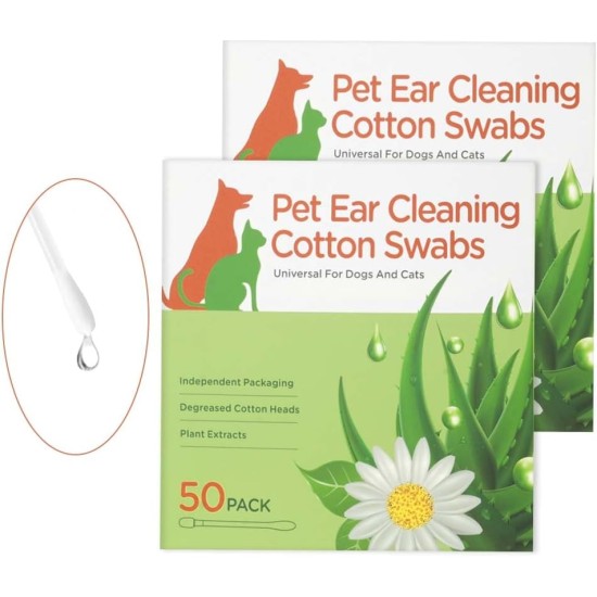 Aomig Dog Cotton Buds Pack of 50 Ear Cleaning for Dogs Ear Cleaner with Ear Drops Ear Cleaning Sticks Pets 8 cm Dog Ear Cleaner Cotton Buds Pet Ears for Pets Dogs Cats Aomig Dog Cotton Buds Pack of 50 Ear Cleaning for Dogs Ear Cleaner with Ear Drops Ear Cleaning Sticks Pets 8 cm Dog Ear Cleaner Cotton Buds Pet Ears for Pets Dogs Cats
