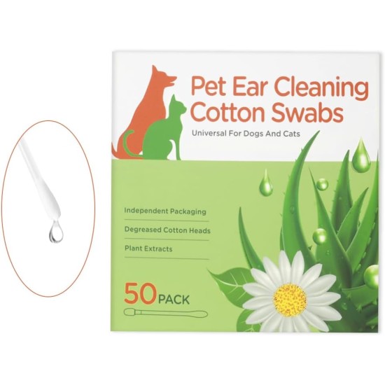 Aomig Dog Cotton Buds Pack of 50 Ear Cleaning for Dogs Ear Cleaner with Ear Drops Ear Cleaning Sticks Pets 8 cm Dog Ear Cleaner Cotton Buds Pet Ears for Pets Dogs Cats Aomig Dog Cotton Buds Pack of 50 Ear Cleaning for Dogs Ear Cleaner with Ear Drops Ear Cleaning Sticks Pets 8 cm Dog Ear Cleaner Cotton Buds Pet Ears for Pets Dogs Cats