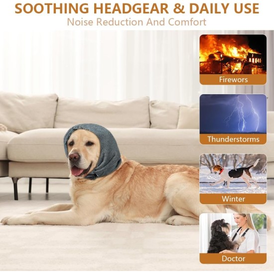 Aomig Earmuffs for Dogs, Dog Hat, Pet Dogs, Hearing Protection, Adjustable Ear Flap for Dogs with Stretch Bands, Dog Head Wrap, Neck Warmer, Dog Ear Protection, Hearing Protection for Dogs (Grey, S) Aomig Earmuffs for Dogs, Dog Hat, Pet Dogs, Hearing Protection, Adjustable Ear Flap for Dogs with Stretch Bands, Dog Head Wrap, Neck Warmer, Dog Ear Protection, Hearing Protection for Dogs (Grey, S)
