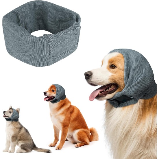 Aomig Earmuffs for Dogs, Dog Hat, Pet Dogs, Hearing Protection, Adjustable Ear Flap for Dogs with Stretch Bands, Dog Head Wrap, Neck Warmer, Dog Ear Protection, Hearing Protection for Dogs (Grey, S) Aomig Earmuffs for Dogs, Dog Hat, Pet Dogs, Hearing Protection, Adjustable Ear Flap for Dogs with Stretch Bands, Dog Head Wrap, Neck Warmer, Dog Ear Protection, Hearing Protection for Dogs (Grey, S)