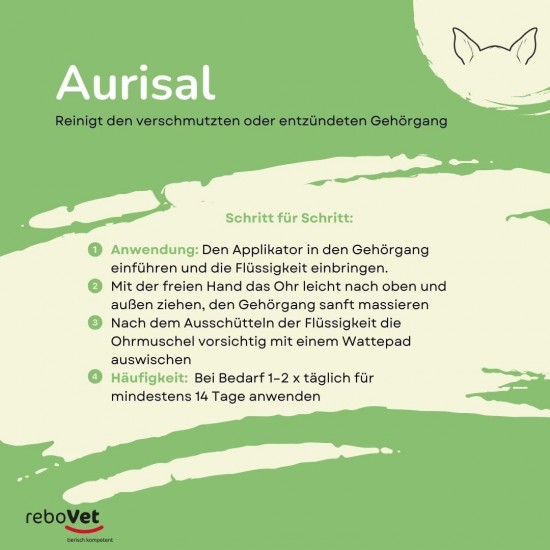 Aurisal Natural Ear Cleaner 100 ml for Dogs, Cats & Pets: Soothing Aloe Vera, Effective for Pollution, Easy to Use with Applicator Aurisal Natural Ear Cleaner 100 ml for Dogs, Cats & Pets: Soothing Aloe Vera, Effective for Pollution, Easy to Use with Applicator