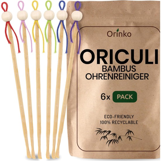 Bamboo Ear Cleaner - Sustainable Oriculi Set (6 Pieces) for Gentle & Environmentally Friendly Ear Cleaning Bamboo Ear Cleaner - Sustainable Oriculi Set (6 Pieces) for Gentle & Environmentally Friendly Ear Cleaning
