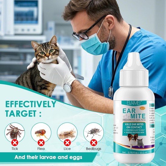 Bodiiwuliu 22 ml Pet Ear Mite Cleaning Solution, Pet Ear Mite Cleaning and Protection 2-in-1, Ear Cleaner, Against Bad Odours, Itching, Restores Hearing Comfort for Pets Bodiiwuliu 22 ml Pet Ear Mite Cleaning Solution, Pet Ear Mite Cleaning and Protection 2-in-1, Ear Cleaner, Against Bad Odours, Itching, Restores Hearing Comfort for Pets