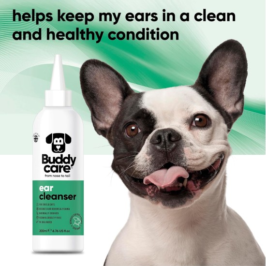 Buddycare Dog Ear Cleaner, Soothing Ear Cleaning Solution for Dogs, Naturally Derived Ingredients with Aloe Vera (200ml, 1 Pack) Buddycare Dog Ear Cleaner, Soothing Ear Cleaning Solution for Dogs, Naturally Derived Ingredients with Aloe Vera (200ml, 1 Pack)