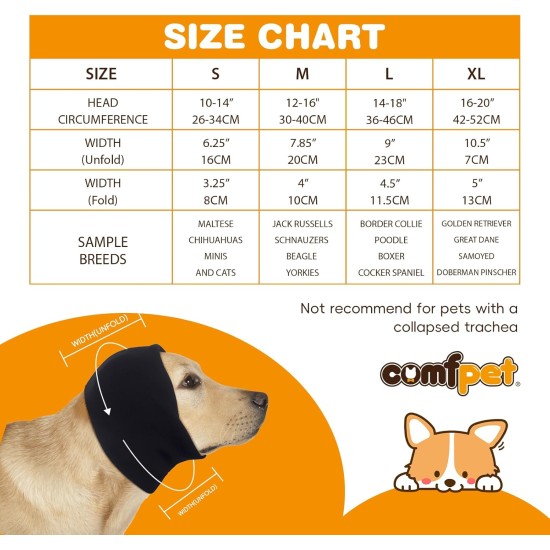 COMFPET Happy Hoodie for Dogs & Cats, Noise & Hearing Protection, Soothing Earmuffs, Ear & Wind Protection, Reduces Fear of Fireworks, Ideal for the Time After Surgery, M (Black) COMFPET Happy Hoodie for Dogs & Cats, Noise & Hearing Protection, Soothing Earmuffs, Ear & Wind Protection, Reduces Fear of Fireworks, Ideal for the Time After Surgery, M (Black)