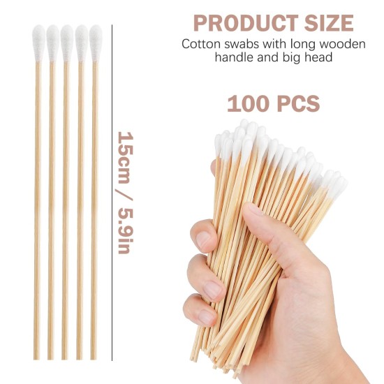 Cotton Buds Wooden Cotton Pack of 100 Dog Cotton Buds Applicator Dog Cotton Buds Ear Cleaner Long Wooden Handles Cotton Buds for Pets Dogs Cats 15 cm Cotton Buds Wooden Cotton Pack of 100 Dog Cotton Buds Applicator Dog Cotton Buds Ear Cleaner Long Wooden Handles Cotton Buds for Pets Dogs Cats 15 cm