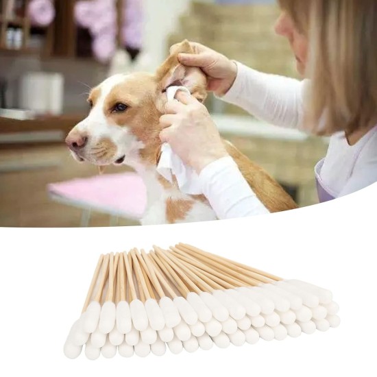 Cotton Buds for Dogs and Cats, 100 Pieces, Professional Cotton Buds for Removing Impurities for Cleaning Dogs' Ears Cotton Buds for Dogs and Cats, 100 Pieces, Professional Cotton Buds for Removing Impurities for Cleaning Dogs' Ears