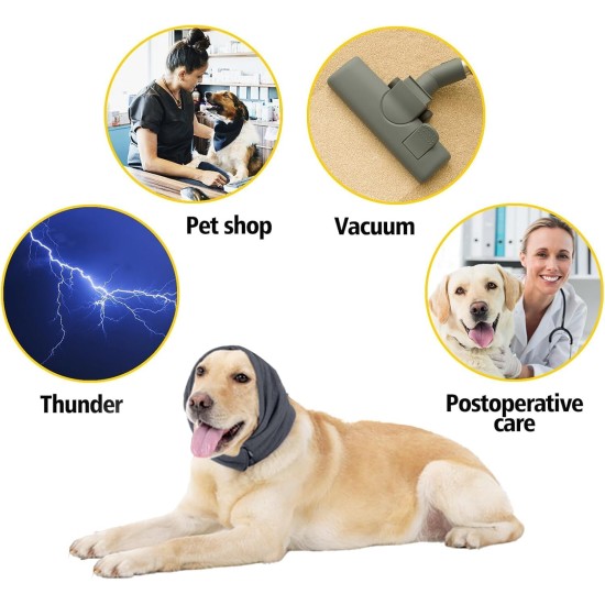 Dark Grey Earmuffs for Dogs, Stretchy, Flexible Ear Protection, Dog, Self-Adhesive Tape, Adjustable Dog Ear Protection, Warm Earmuffs Dog, for Pet Anxiety Relief (S) Dark Grey Earmuffs for Dogs, Stretchy, Flexible Ear Protection, Dog, Self-Adhesive Tape, Adjustable Dog Ear Protection, Warm Earmuffs Dog, for Pet Anxiety Relief (S)
