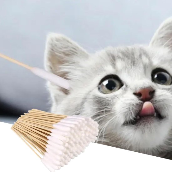 Dog Cotton Buds Long, Pack of 50 Pet Ear Cleaners Long, Ear Cleaning Sticks Pet with Wide Head - for Pets Dogs, Cats (15 cm), High-Quality Cotton Dog Cotton Buds Long, Pack of 50 Pet Ear Cleaners Long, Ear Cleaning Sticks Pet with Wide Head - for Pets Dogs, Cats (15 cm), High-Quality Cotton