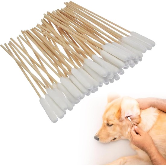Dog Cotton Buds, Pack of 50 Pet Ear Cleaners Long, Dog Ear Cleaning Sticks, Wooden Ear Cleaning for Pets, Dogs, Ear Cleaning Sticks for Pets, Dogs, Cats, 12 cm Dog Cotton Buds, Pack of 50 Pet Ear Cleaners Long, Dog Ear Cleaning Sticks, Wooden Ear Cleaning for Pets, Dogs, Ear Cleaning Sticks for Pets, Dogs, Cats, 12 cm