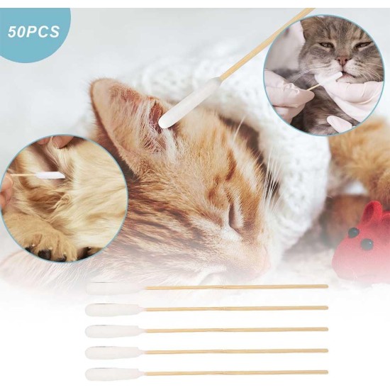 Dog Cotton Buds, Pack of 50 Pet Ear Cleaners Long, Dog Ear Cleaning Sticks, Wooden Ear Cleaning for Pets, Dogs, Ear Cleaning Sticks for Pets, Dogs, Cats, 12 cm Dog Cotton Buds, Pack of 50 Pet Ear Cleaners Long, Dog Ear Cleaning Sticks, Wooden Ear Cleaning for Pets, Dogs, Ear Cleaning Sticks for Pets, Dogs, Cats, 12 cm