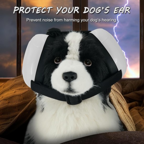 Dog Ear Muffs for Hearing Protection, 29 dB NRR Dog Ear Muffs for Noise Protection, Noise Cancelling Headphones, White Dog Ear Muffs for Hearing Protection, 29 dB NRR Dog Ear Muffs for Noise Protection, Noise Cancelling Headphones, White