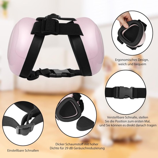 Dog Ear Muffs for Hearing Protection, 29 dB NRR Dog Ear Muffs for Noise Protection, Noise Cancelling Headphones, White Dog Ear Muffs for Hearing Protection, 29 dB NRR Dog Ear Muffs for Noise Protection, Noise Cancelling Headphones, White