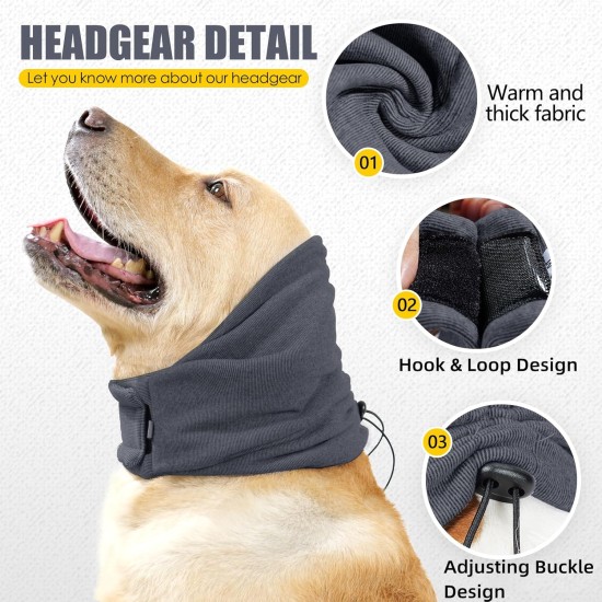 Dog Ear Protectors for Anxiety Relief, Adjustable Dog Hood for Grooming and Bathing, Drying, Noise Protection, Hearing Protection for Cats and Dogs, Size L, Grey) Dog Ear Protectors for Anxiety Relief, Adjustable Dog Hood for Grooming and Bathing, Drying, Noise Protection, Hearing Protection for Cats and Dogs, Size L, Grey)