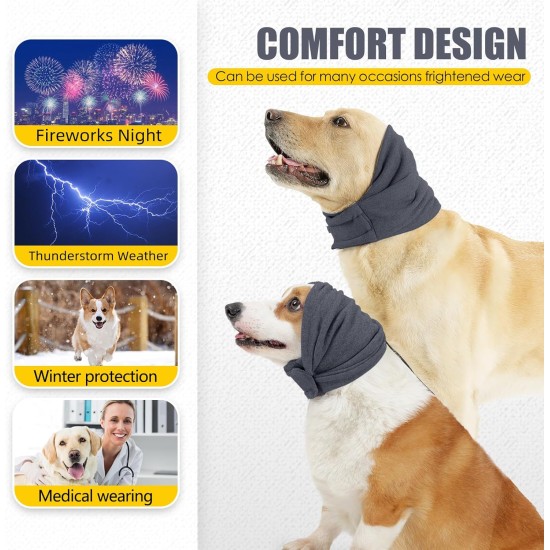 Dog Ear Protectors for Anxiety Relief, Adjustable Dog Hood for Grooming and Bathing, Drying, Noise Protection, Hearing Protection for Cats and Dogs, Size L, Grey) Dog Ear Protectors for Anxiety Relief, Adjustable Dog Hood for Grooming and Bathing, Drying, Noise Protection, Hearing Protection for Cats and Dogs, Size L, Grey)