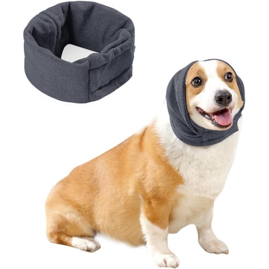 Dog Earmuffs, Soothing Hood, Noise Protection, Neck and Ear Warmers for Comfort, Anxiety Relief and Calming (Dark Grey, L)
