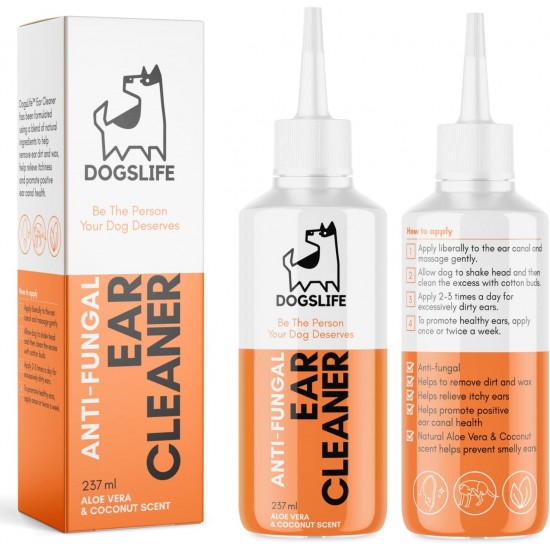 DogsLife Ear Cleaner for Dogs, Natural Ear Cleaner for All Dogs, Ear Cleaner Against Itchy, Smelly Ears & Wax Removal DogsLife Ear Cleaner for Dogs, Natural Ear Cleaner for All Dogs, Ear Cleaner Against Itchy, Smelly Ears & Wax Removal